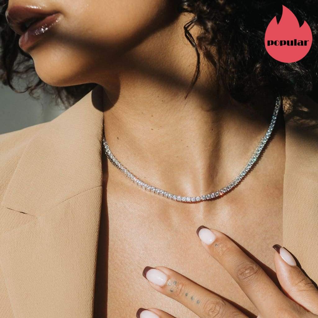 3MM Tennis Necklace for Men Women, 18K Real White Gold Plated Iced Out Diamond Chai... - Image 5