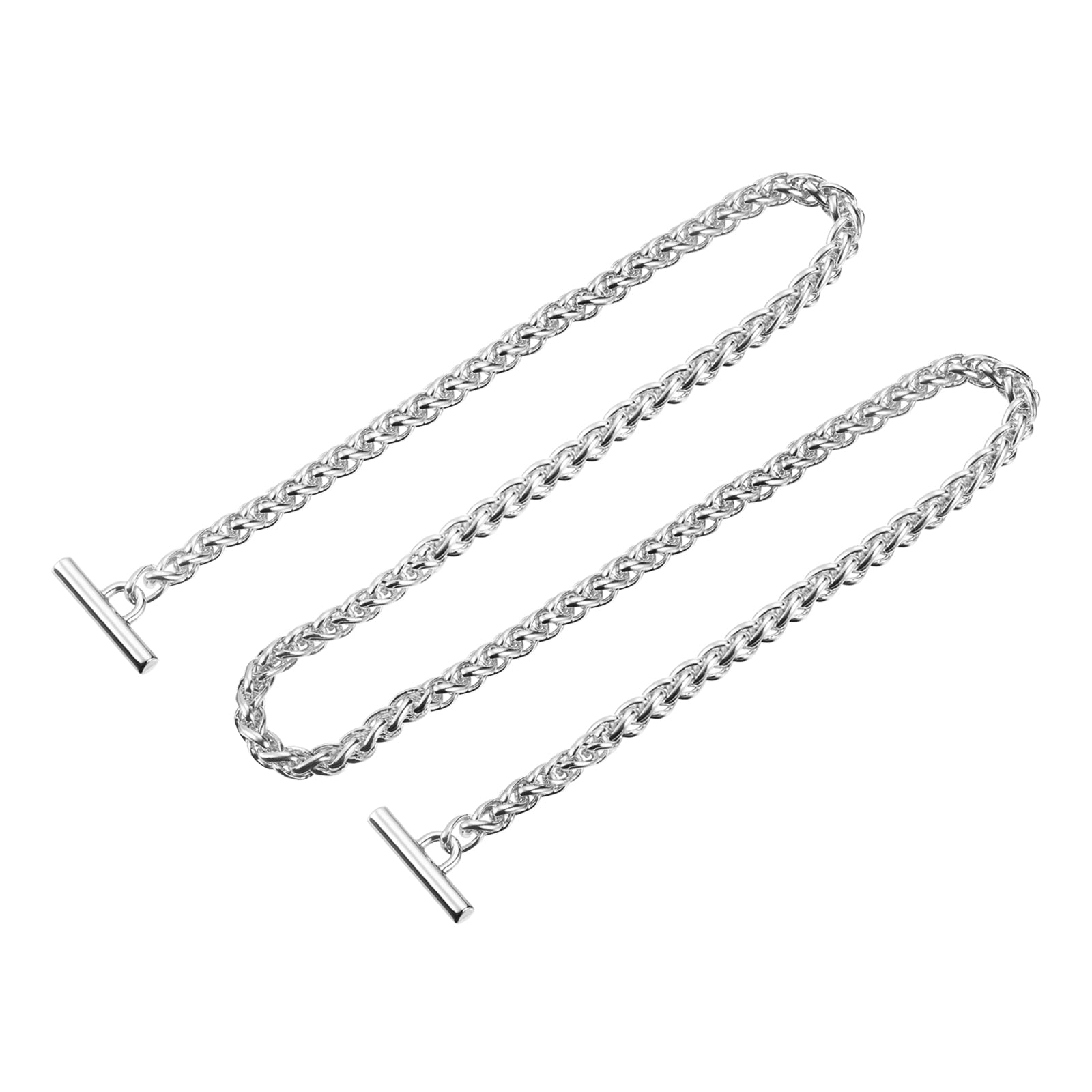 sourcing map Iron Flat Chain Strap, 43" Handbag Chains Accessories Purse Chain Straps with Toggle Clasps for Shoulder Bags Cross Body DIY, Silver Tone