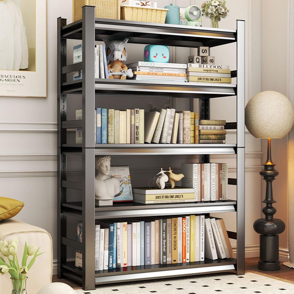 Book Shelf, 5 Tier Metal Wide Bookshelves, Heavy Duty Bookcase, Adjustable Industrial Bookshelf, Tall Book Shelf for Living Room & Bedroom and Library, Black(72″ H*35.4″ W*15.8″ D) Book Shelf, 5 Tier Metal Wide Bookshelves, Heavy Duty Bookcase, Adjustable Industrial Bookshelf, Tall Book Shelf for Living Room & Bedroom and Library, Black(72″ H*35.4″ W*15.8″ D)