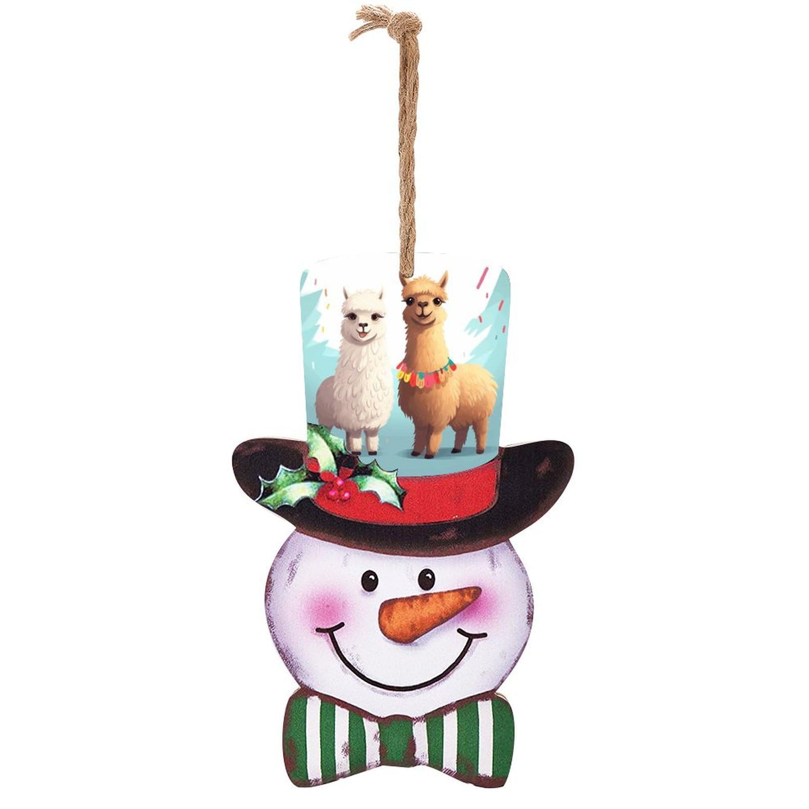 Décoration de Noël en bois avec lama pour suspendre dans le salon