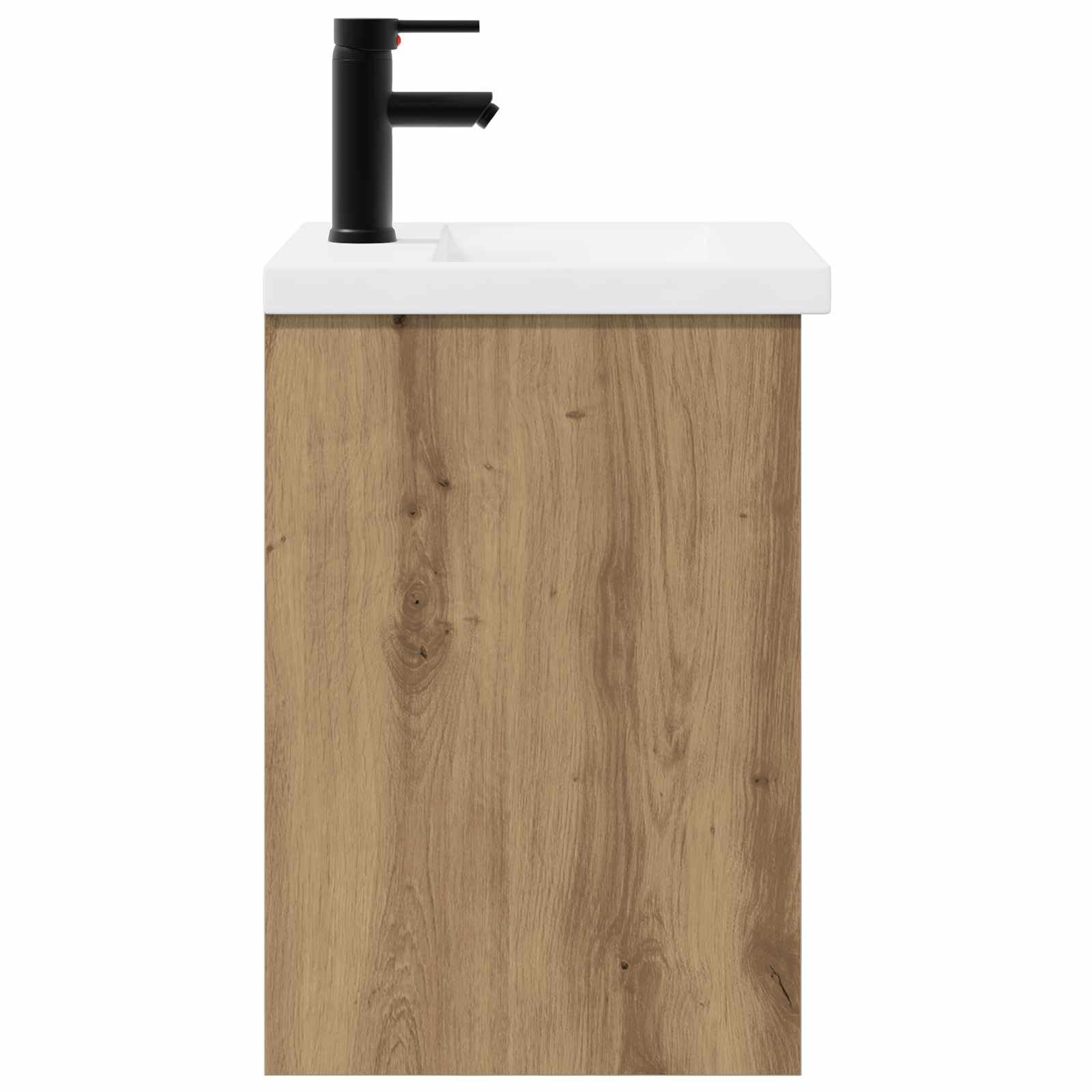 Mobile Bagno Sospeso con Lavabo e Rubinetto 42x40x74,5cm Rovere