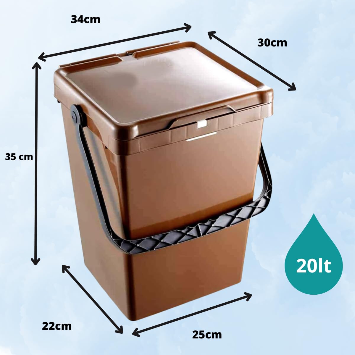 Tomaino - Poubelle de tri sélectif 20 l – Poubelle humide, verre, papier et plastique avec poignée anti-randonnement – Poubelle pour cuisine et extérieur – Vert