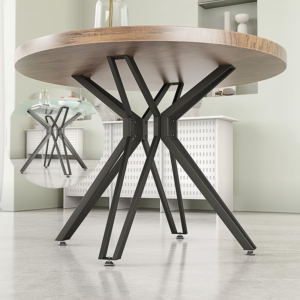 HEONITURE 28 Inch Metal Table Base with Suction Cups, DIY Coffee or Dining Table Legs Fits Glass, Marble, Wood Tops (Black, 28 inch)