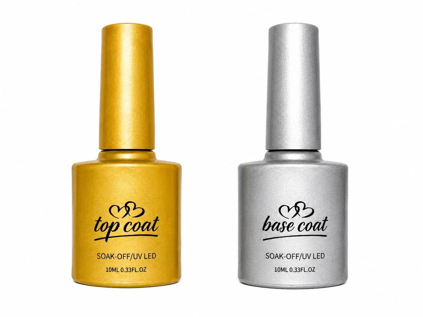 2 Pcs Gel Nail Polish Set (Base Coat+Top Coat), 10ml Each, Long Lasting High Shine Finish, Soak Off UV/LED Gel Nail Polish for Nail Art Manicure, Salon & Home Use for Women and Girls