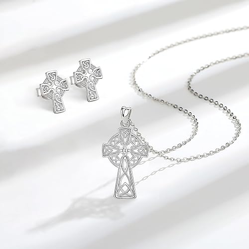 Miniatura 8 de INFUSEU Joyería irlandesa de plata esterlina, collar de nudo de bruja celta Claddagh para mujeres, adolescentes y niñas