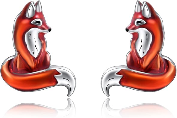 Fox Earrings Gifts Sterling Silver Cute Kitsune Fox Stud Earrings Jewelry Prom Earrings Christmas Gifts for Women Teen