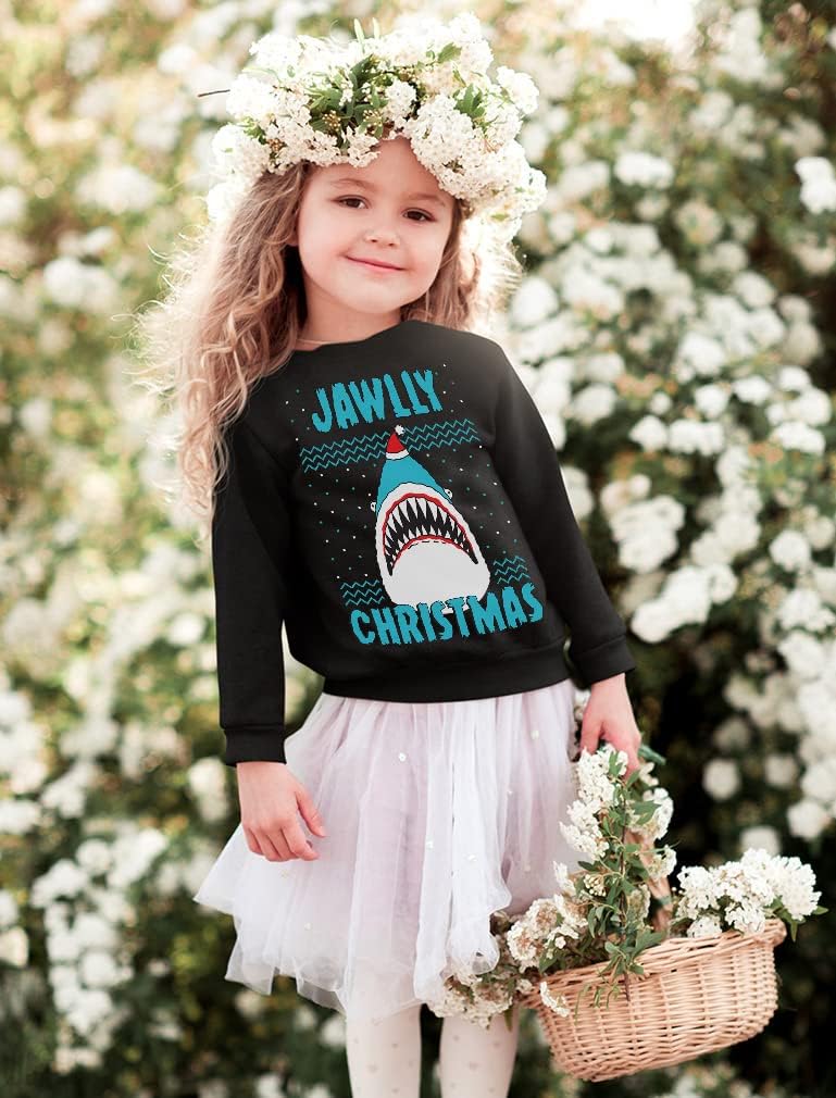 Tstars Jawlly Shark Sweatshirt Toddler Youth Kids Ugly Christmas Sweater Style