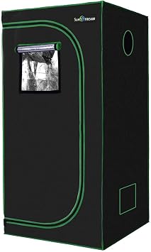 SunStream Grow Tent 80x80x160cm 600D Oxford Cloth High Reflective Mylar Lightproof Waterproof Hydroponic Grow Tents for Indoor Plants 80x80x160cm