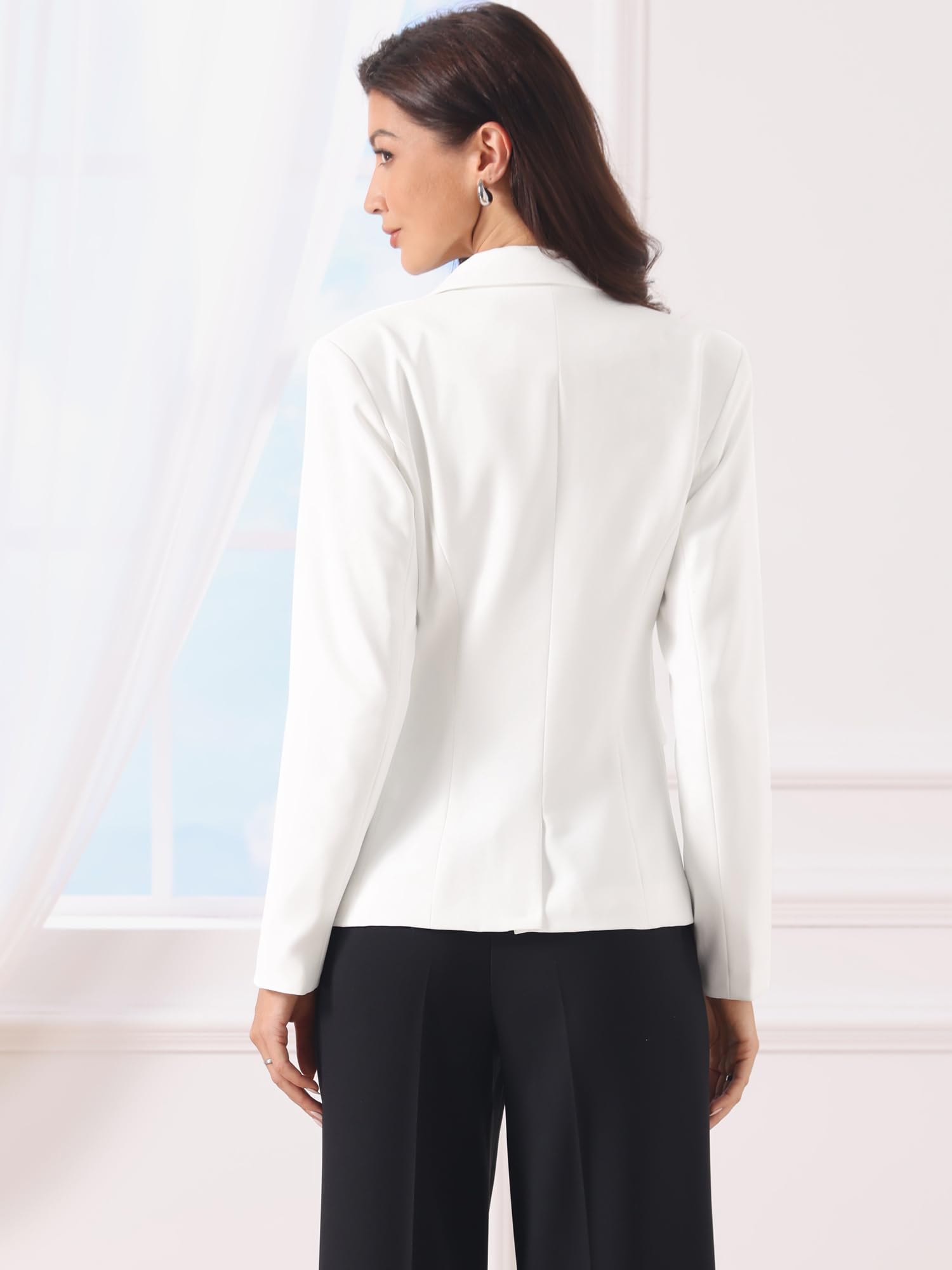 Allegra K Blazers Femmes Manches Longues Chic et Élégant Fermeture à 1 Bouton Vestes de Costume de Bureau avec Épaulettes