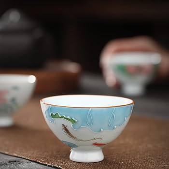 湯呑み 茶碗 煎茶道具  時代物 煎茶道具 煎茶器 湯のみ 汲出し 黄交趾 雲錦 5客セット 伊藤南山