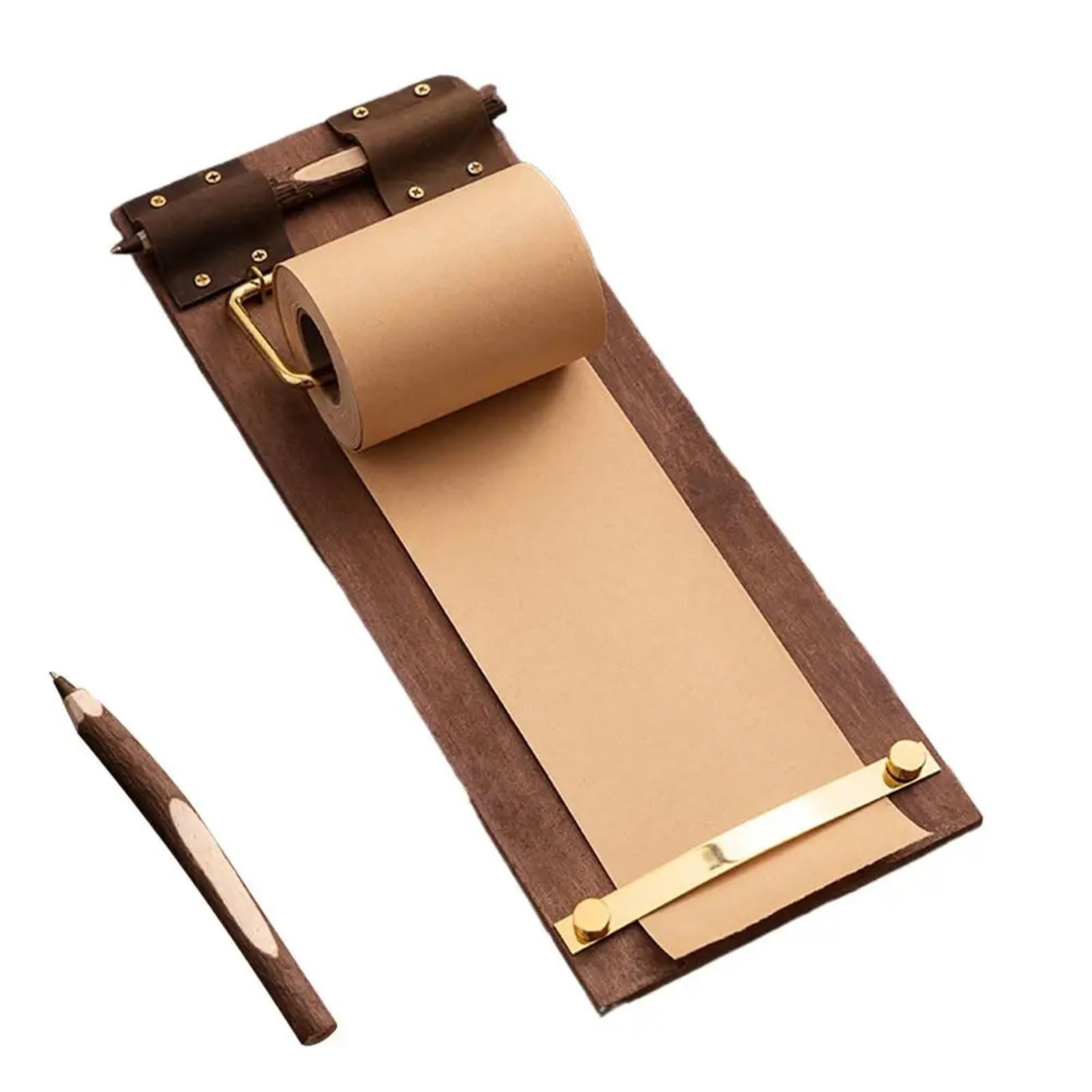 zyrqon Wall Mounted Kraft Paper Roll Holder with Cutter Paper Roll Dispenser for Memo Board, Drawing, To-Do Lists & Artwork, Hanging Message Notepad Holder(Natural Kraft Board set)