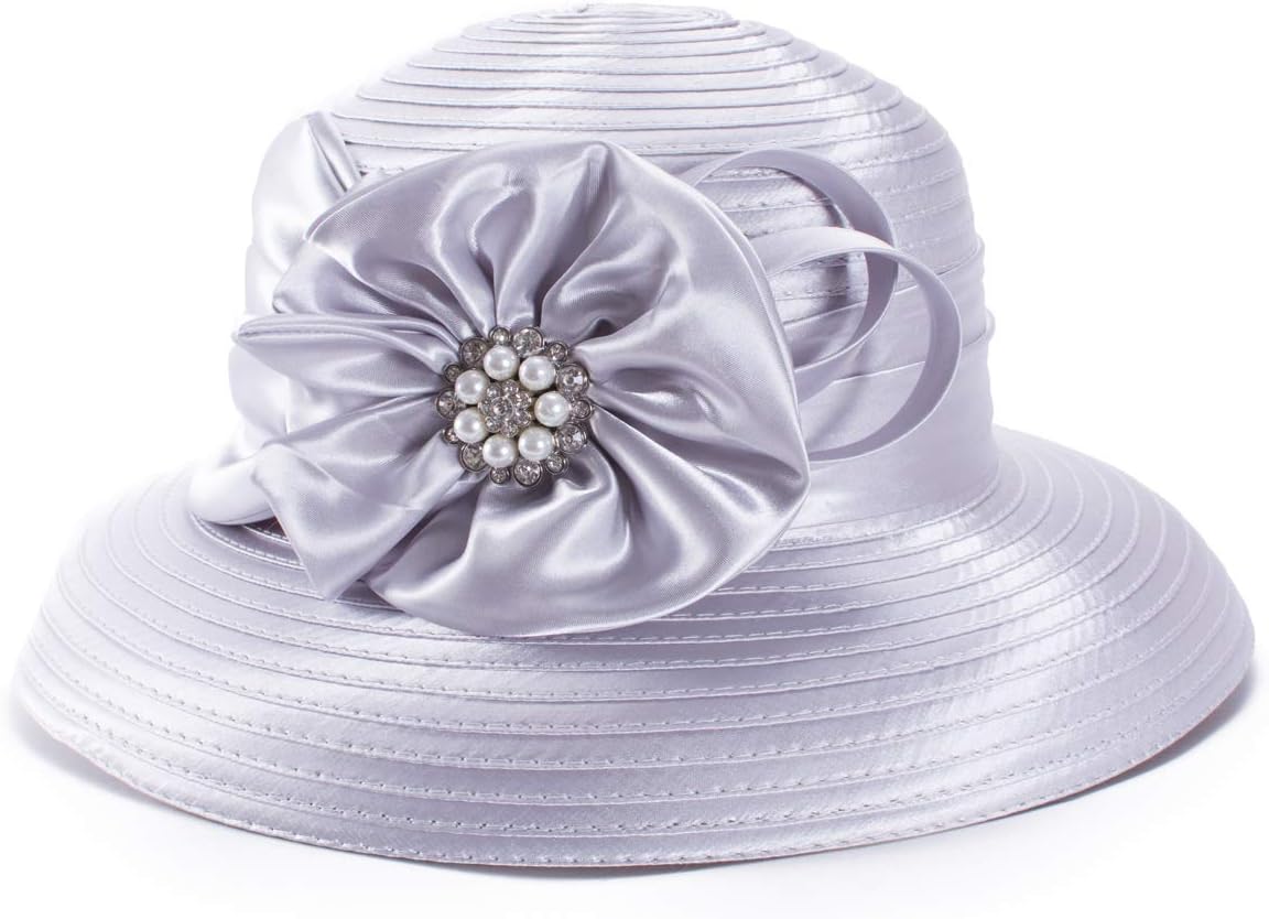 Lawliet Women Satin Ribbon Dressy Church Couture Bridal Wedding Occasion Sun Hats A585