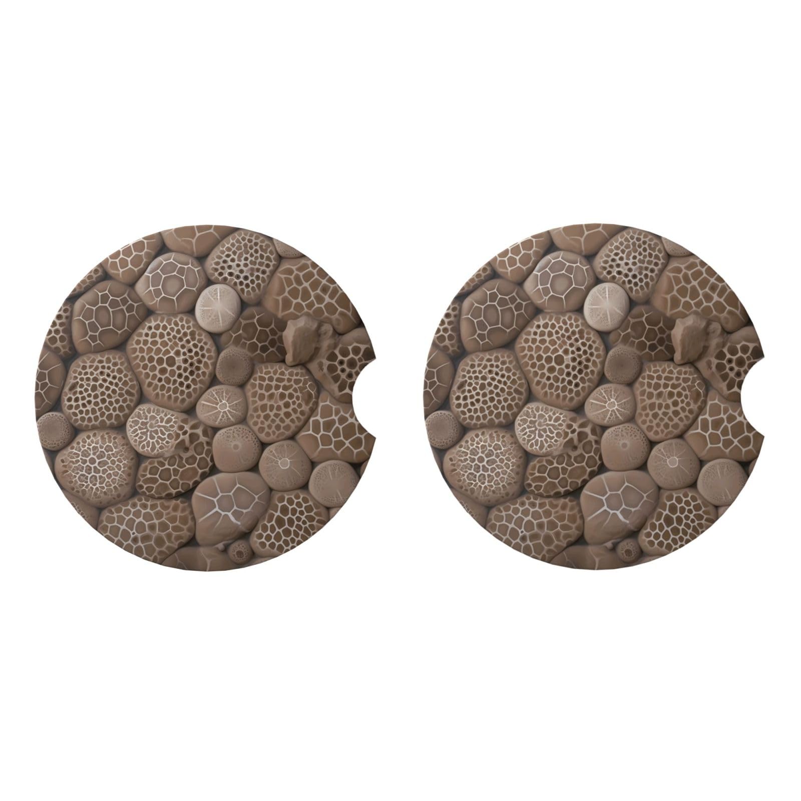 Ceramic Coasters for Drinks White Drink Coasters with Metal Holder Petoskey Stone Ceramic Coaster Set of 2 Tabletop Protection Mat for Home Decor