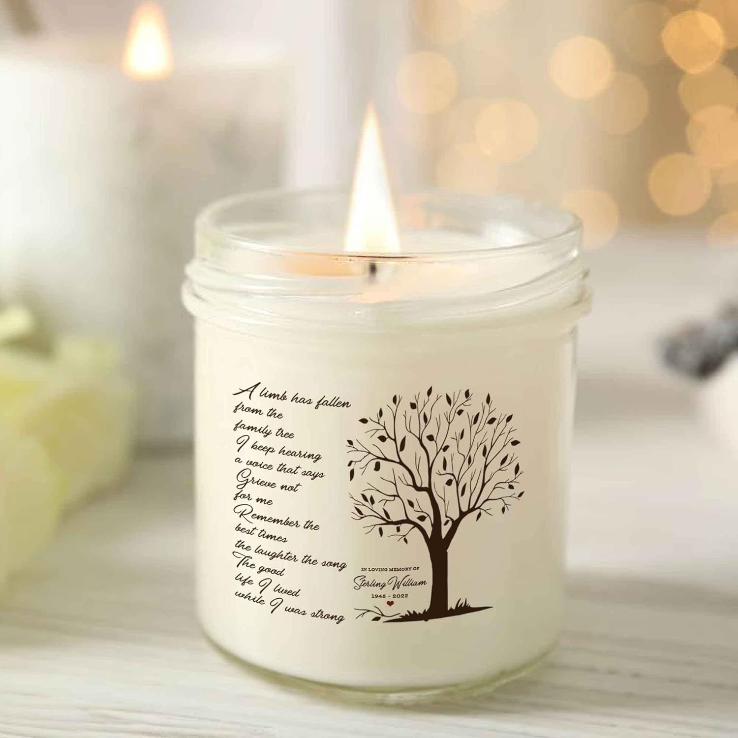 Personalized Memorial Soy Wax Candle for Mom Dad Grandma