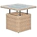 Produktbild gartenmoebel-einkauf Loungetisch Veneto 72x72cm, Stahl + Polyrattan Natur, höhenverstellbar, Tischplatte Glas
