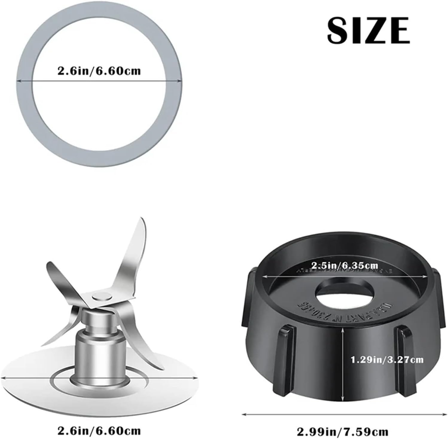 Replacement Parts,Compatible For Oster Osterizer Blender, 4 Point Fusion Assembly With Piece Rubber Seal Gasket 4961