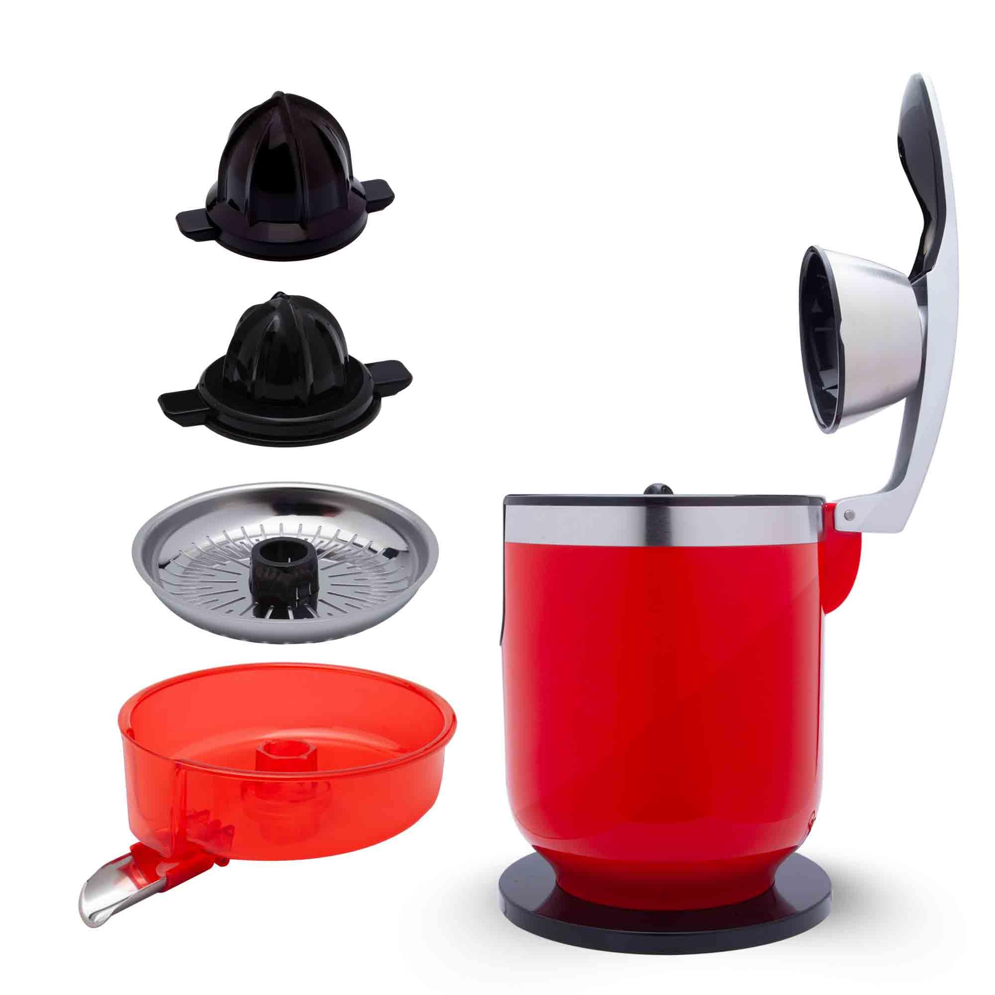 SOGO Exprimidor Eléctrico de Zumo con Palanca para Granada y Cítricos con 2 Conos y Motor Silencioso de 300W - Exprimidor Automático Potente de 0,6L para Uso Diario en Casa o Cocina Moderna