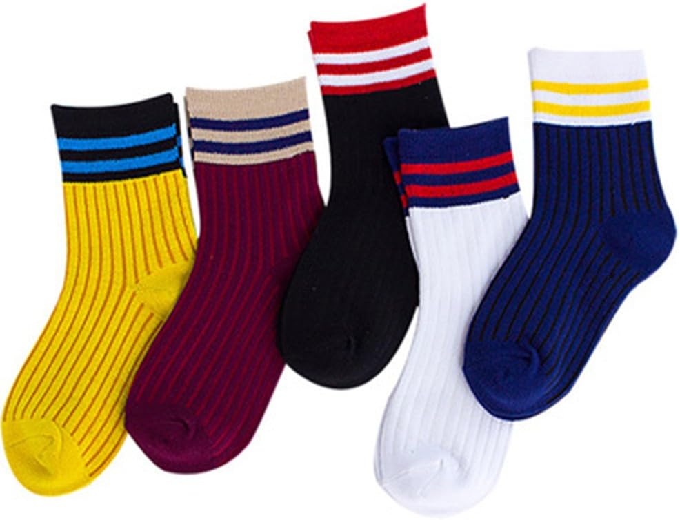 RedColory 5 Pack Boys Kids Cotton Striped Socks 3-5 Years Old