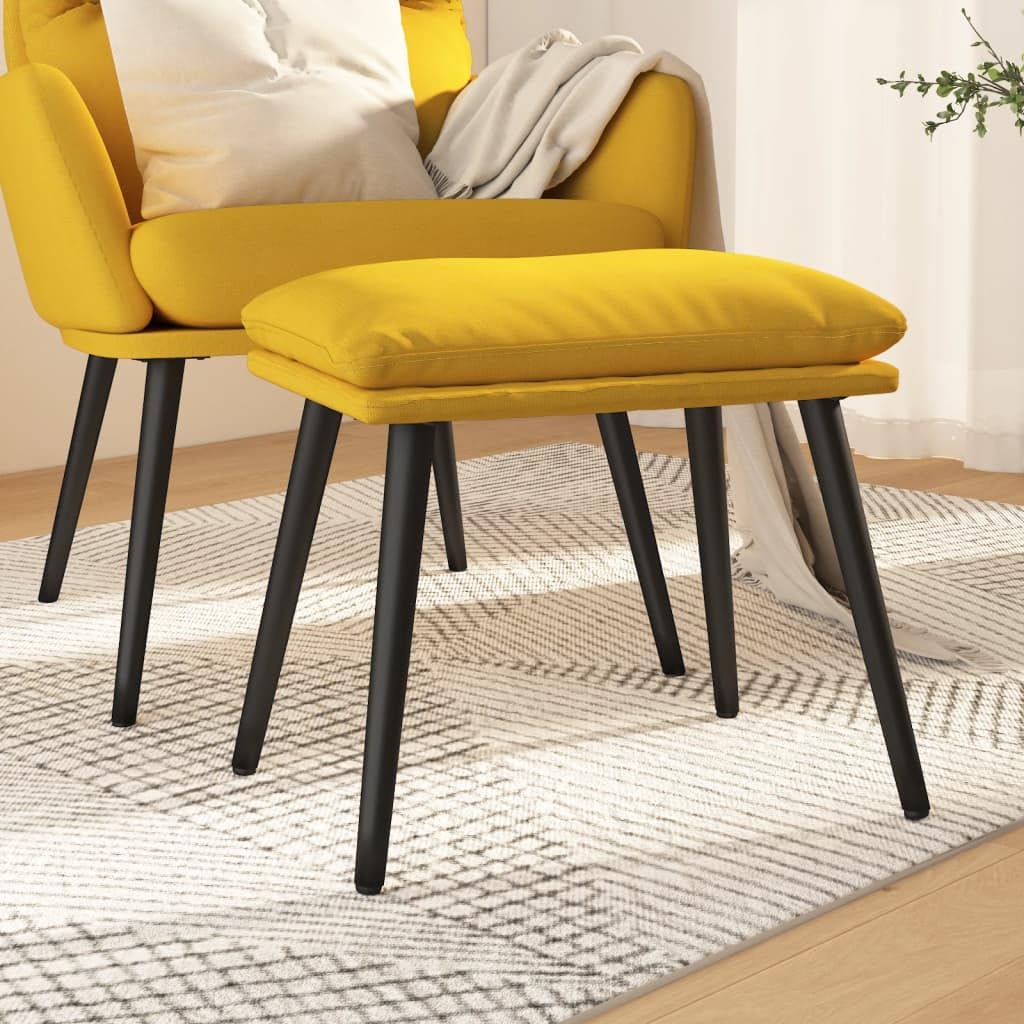 Repose-pied jaune moutarde en tissu 45x29,5x35 cm pour salon et chambre