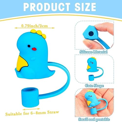 Miniatura 4 de 9 fundas de paja de animales para pajilla, fundas de silicona para pajilla, bonitas cubiertas de pajilla, reutilizables, a prueba de polvo, puntas