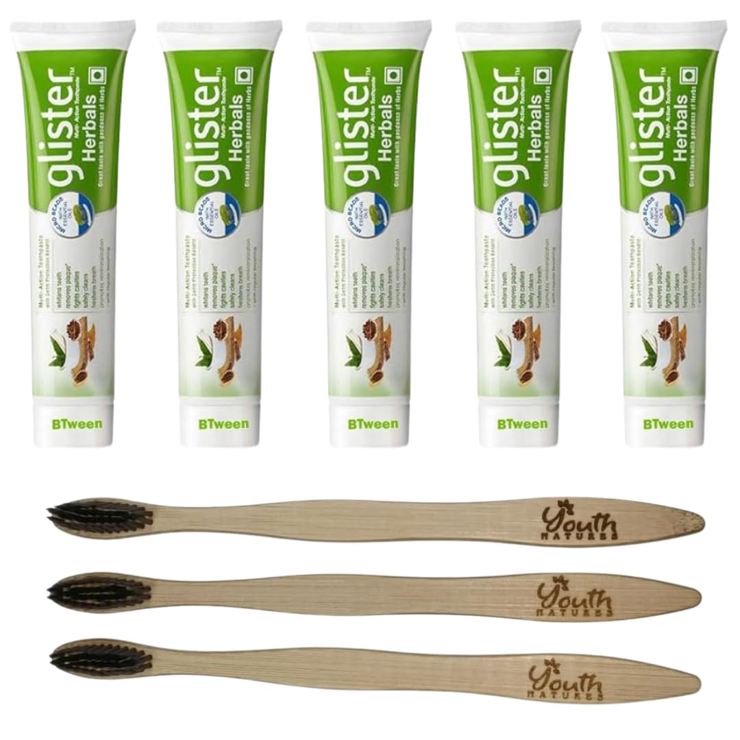 Toothpaste Strong Glis-TER Herbals Multi-Action Tooth-Paste 50Gm Pack of 5 with Free 3 Toothbrush (B0D9ZDQ46W) Amazon Price History, Amazon Price Tracker