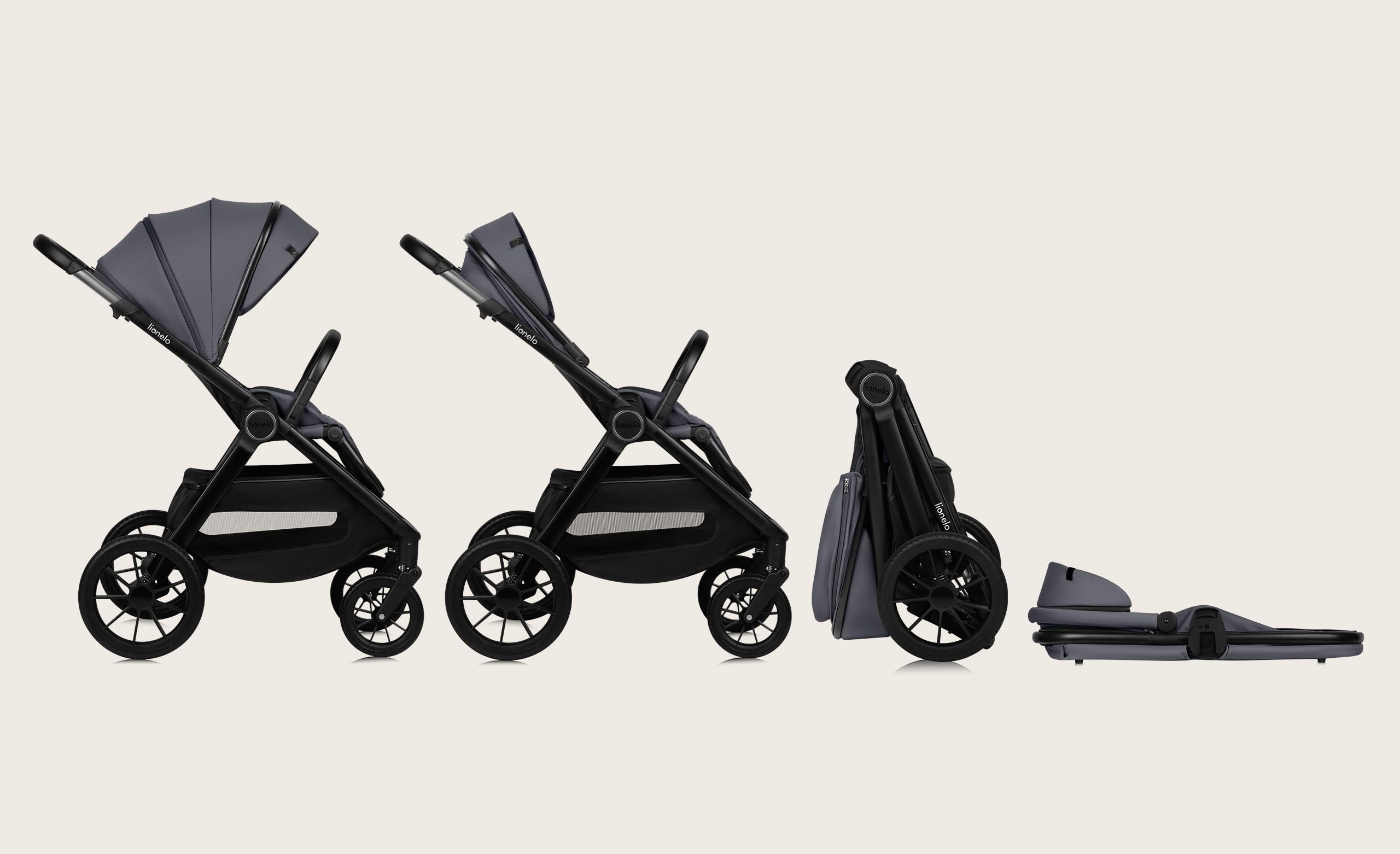 LIONELO LAYLA 2 w 1 Wózek Spacerowy Dziecięcy 0-48 miesięcy do 22 kg Gondola do 9 kg, Regulacja Oparcia i Podnóżka, AiryDots, Obrotowe Koła PU 360° Pełna Amortyzacja Budka XXL