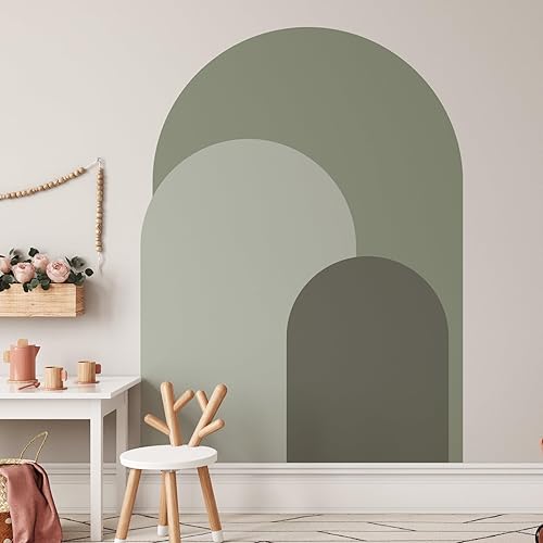 Miniatura 3 de Calcomanía de pared de arco moderno verde polvoriento, adhesivo de pared para despegar y pegar, mural bohemio autoadhesivo extraíble, calcomanía
