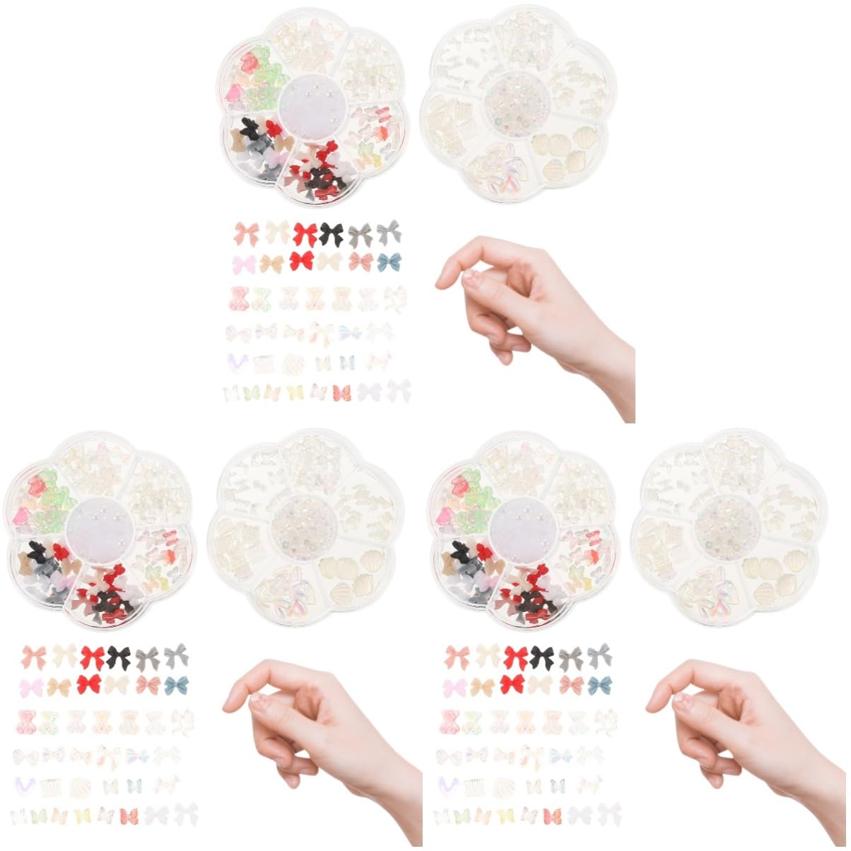 3 Set Decorazioni Per Unghie Charm Per Manicure Ciondoli Per Unghie Accessori Nail Art Unici Per Speciali 2 Scatole*3