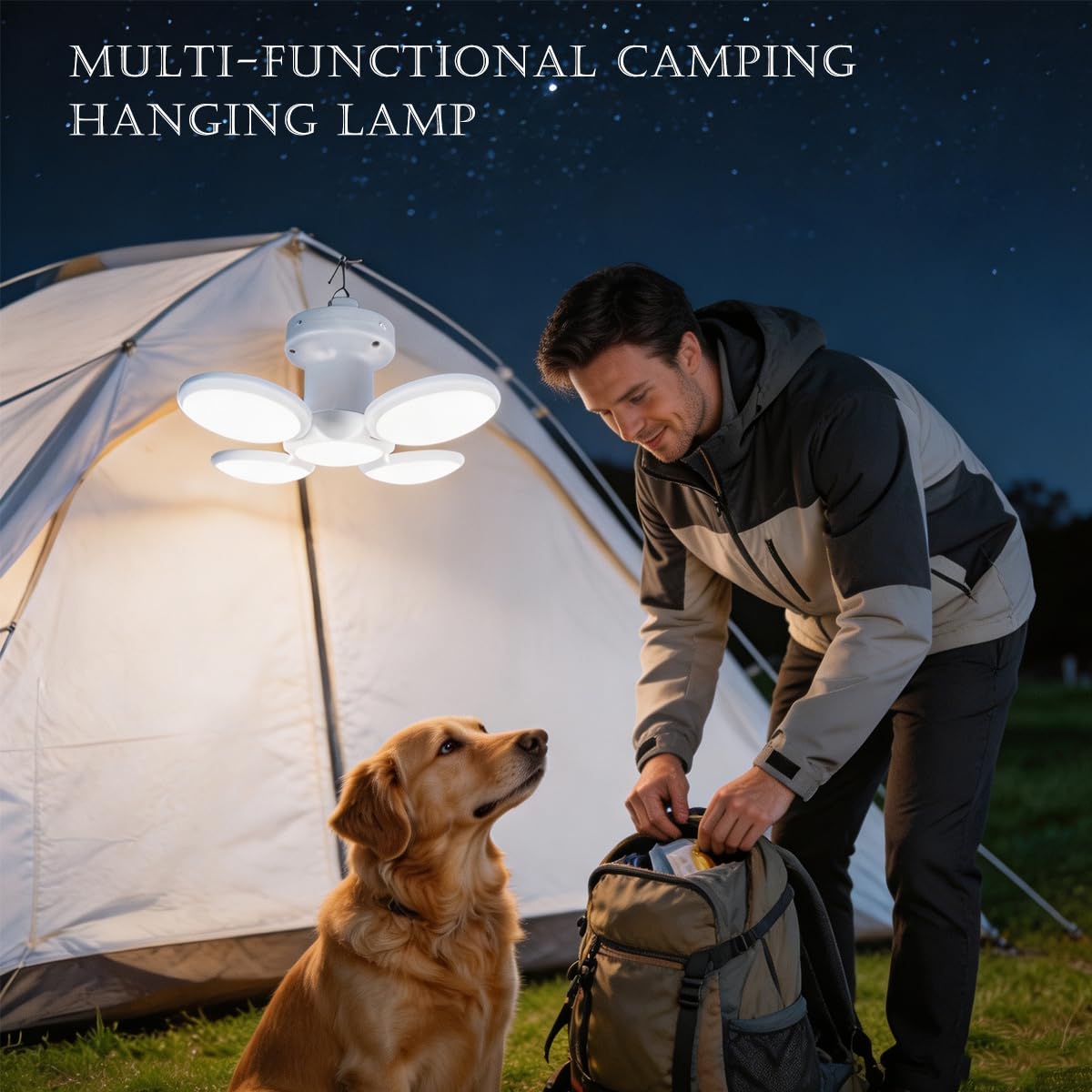 Linterna solar LED plegable para camping, 45 LED, 5 modos, recargable por USB, control remoto, portátil, para colgar al aire libre, pesca, emergencia, patio, jardín, paquete de 2