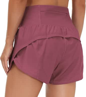 The Gym People Women's High Waisted Running Shorts Quick Dry Workout Shorts