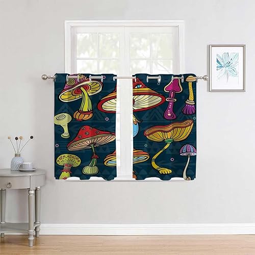 Cortinas De Cocina Modernas Cortinas divisoras cortas con ojales de hongo, cortinas para Ventanas de Cuarto 55 pulgadas de ancho por 72 pulgadas de