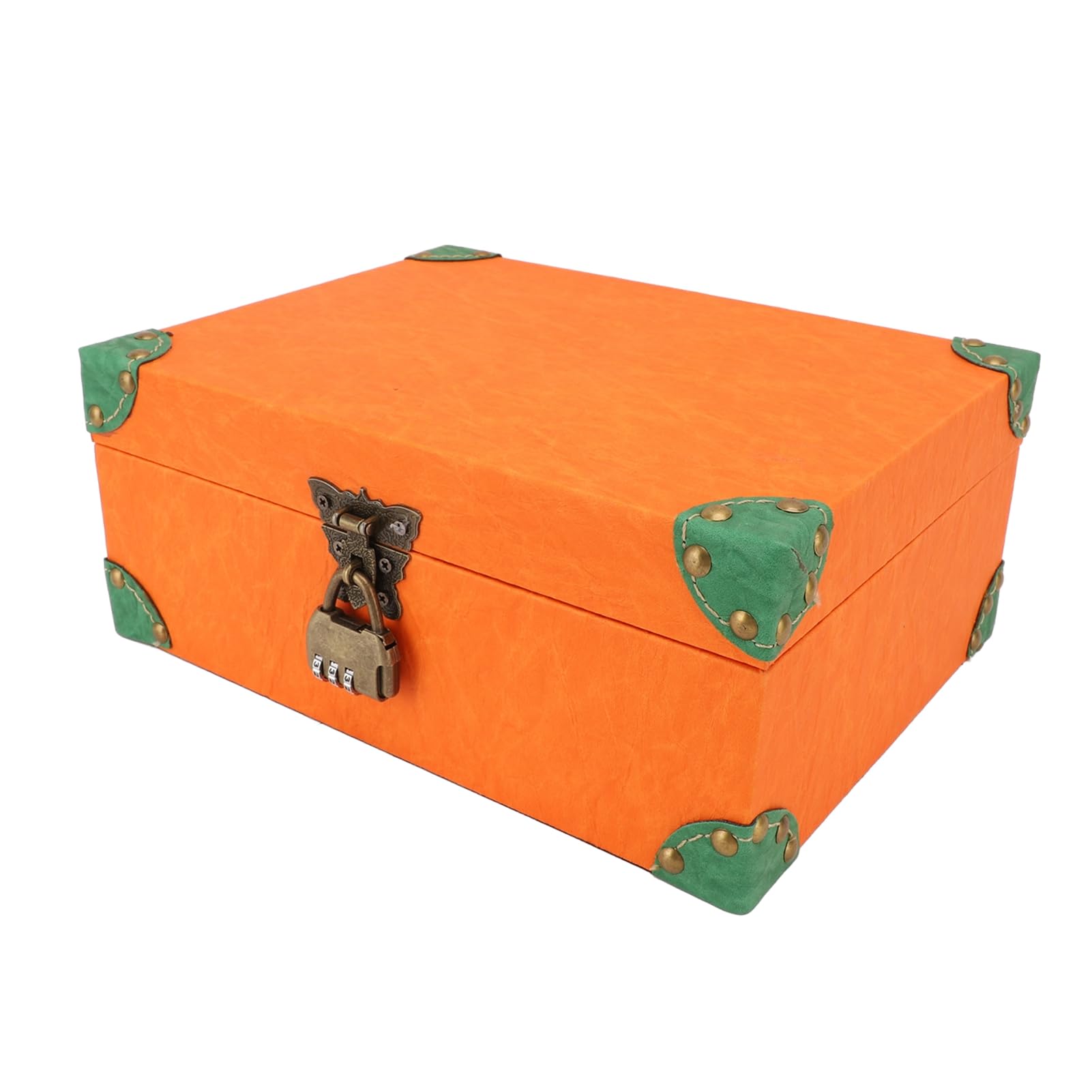 Ejoyous Cofre del Tesoro Caja de Almacenamiento de Recuerdos de Joyas de Cuero de Madera 27 X 20,5 X 11 Cm Caja Cuadrada Hecha a Mano con Cerradura para Dormitorio Sala de Estar Oficina Estudio