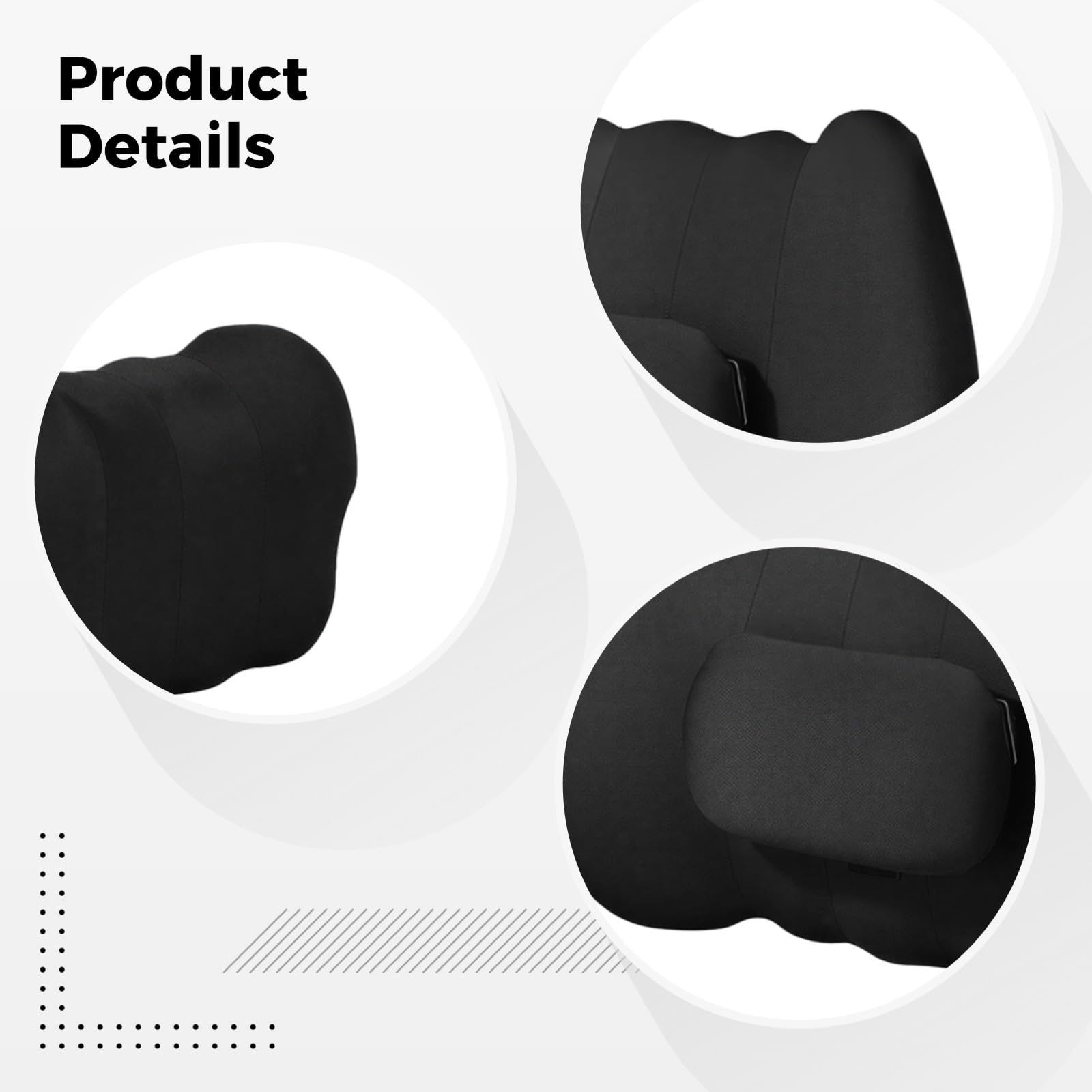 Juego de almohada ergonómica de espuma viscoelástica y reposacabezas para coche, masaje de vibración eléctrica, almohada de cuello en forma de C y abrazo, simulación de masaje de manos, negro