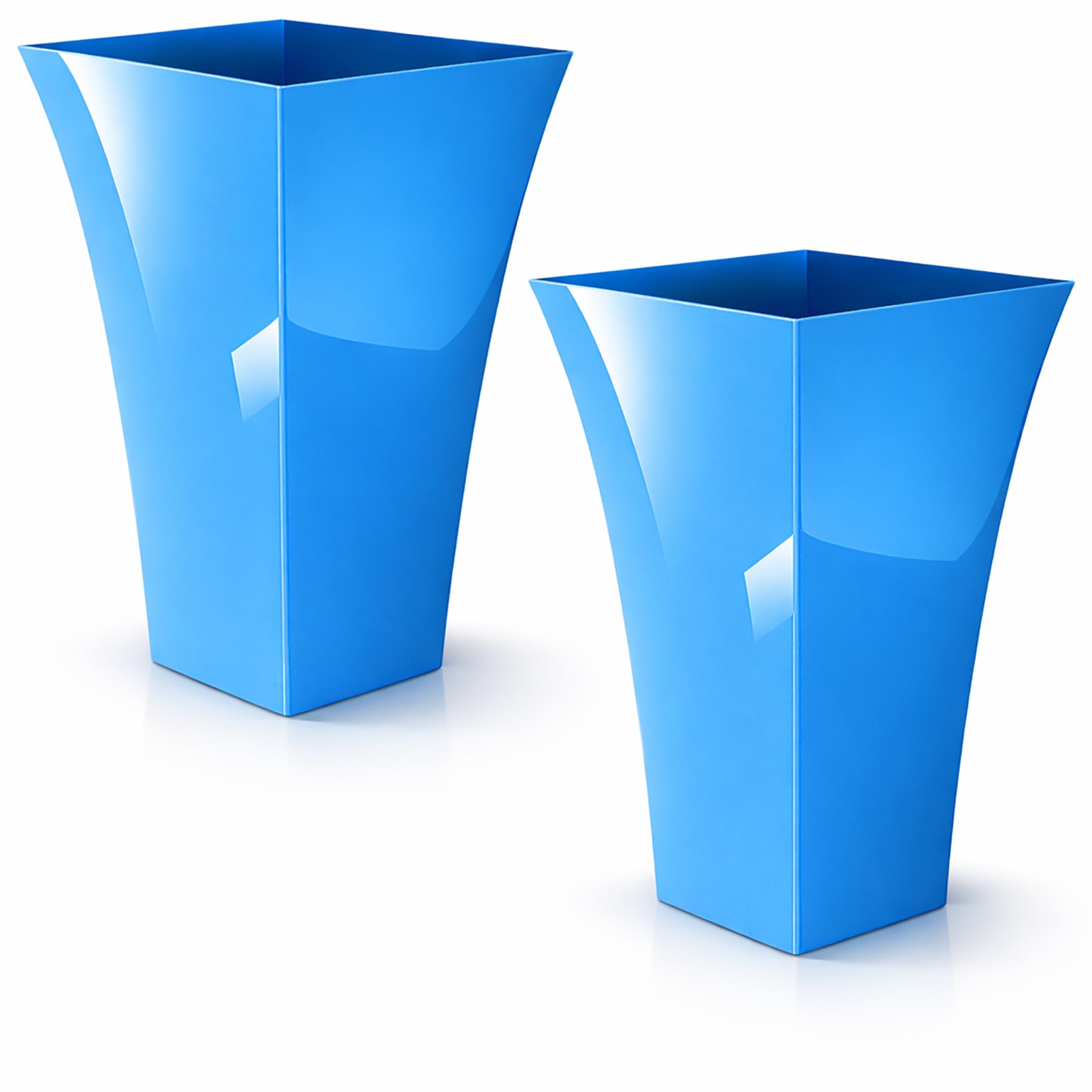 CrazyGadget Large Milano Tall Planter Square Plastic Garden Flower Plant Pot Gloss Finish - for Indoor and Ourdoor (Blue, 2)