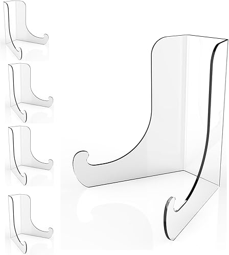 Miniatura 10 de Boloyo Soporte de exhibición de placa acrílica en ángulo de 60 grados, 3 pulgadas, 5 unidades, acrílico transparente, base de caballete para hogar,