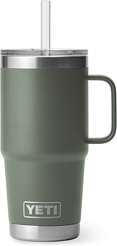 Miniatura 73 de YETI Rambler - Vaso de viaje con asa y tapa con pajilla, de 42 onzas, con aislamiento al vacío con asa, acero inoxidable, color azul ola grande Azul