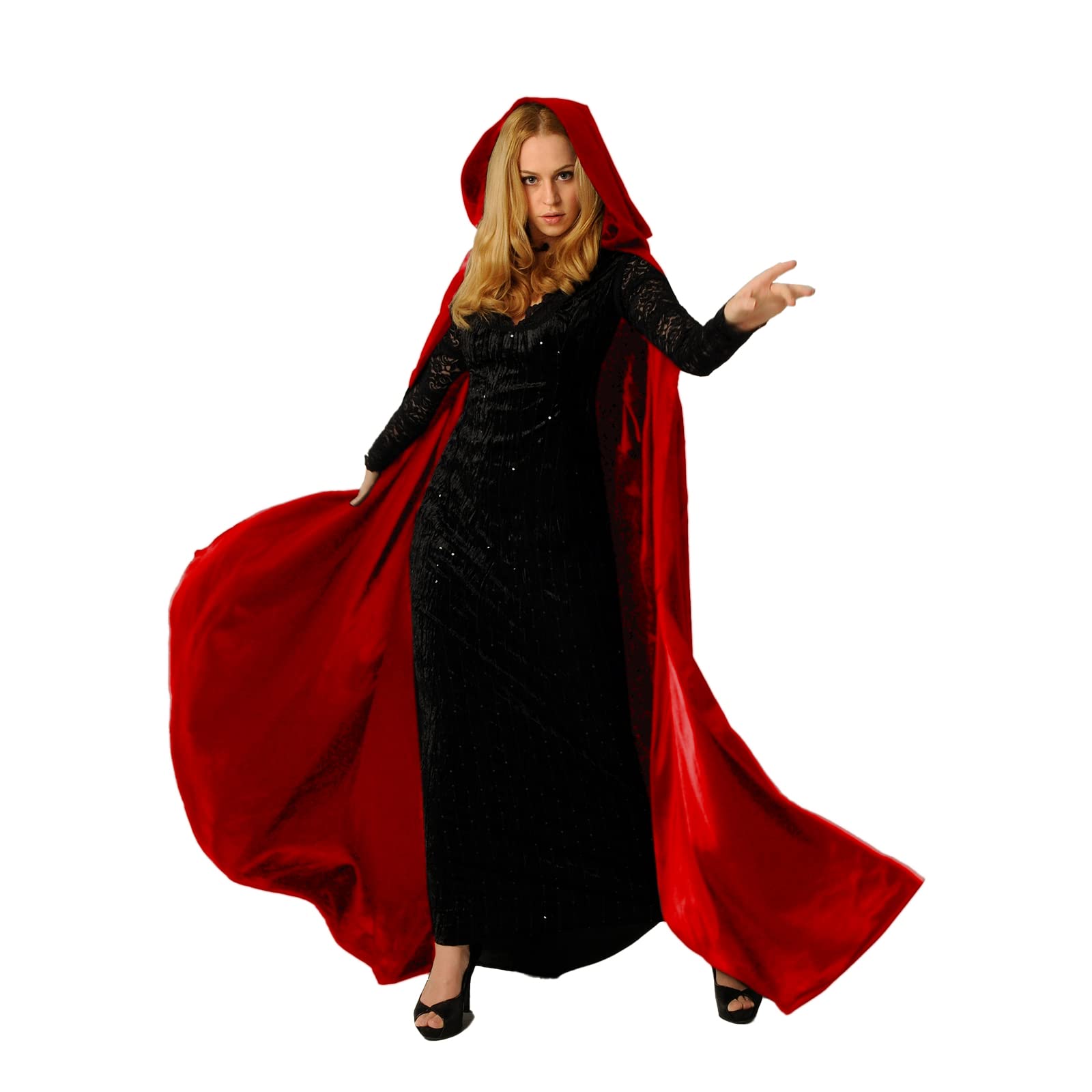 Buen Don Mantello con Cappuccio, Mantelli Lungo Velluto Unisex Halloween Wicca Vampiro Masquerade Costume