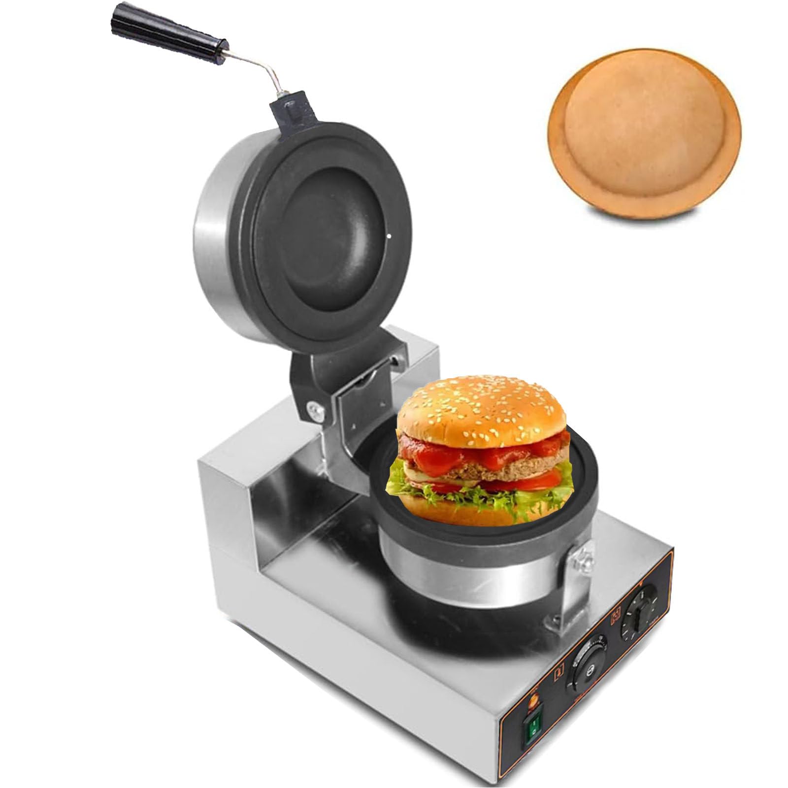 YXYLJOZ Panini Press Brioche Burger Maker, Non Stick Hamburger Press Machine, Ice Cream Burger Baker, Warmers Ice Cream Brioche Burger Maker,Single Heads (Single Head)