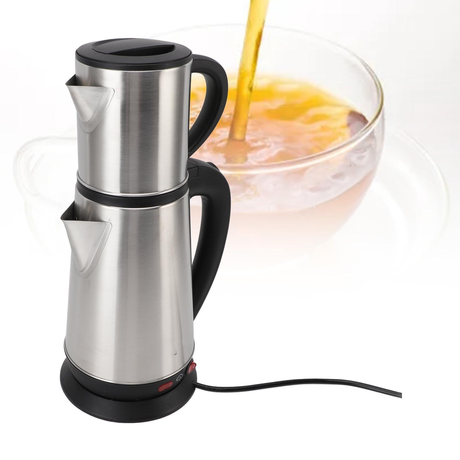 Dpofirs Bouilloire Turque électrique, Infuseur Amovible 1L et 2L en Acier Inoxydable de Théières Turques pour Thés Noirs (Prise UE 220V)