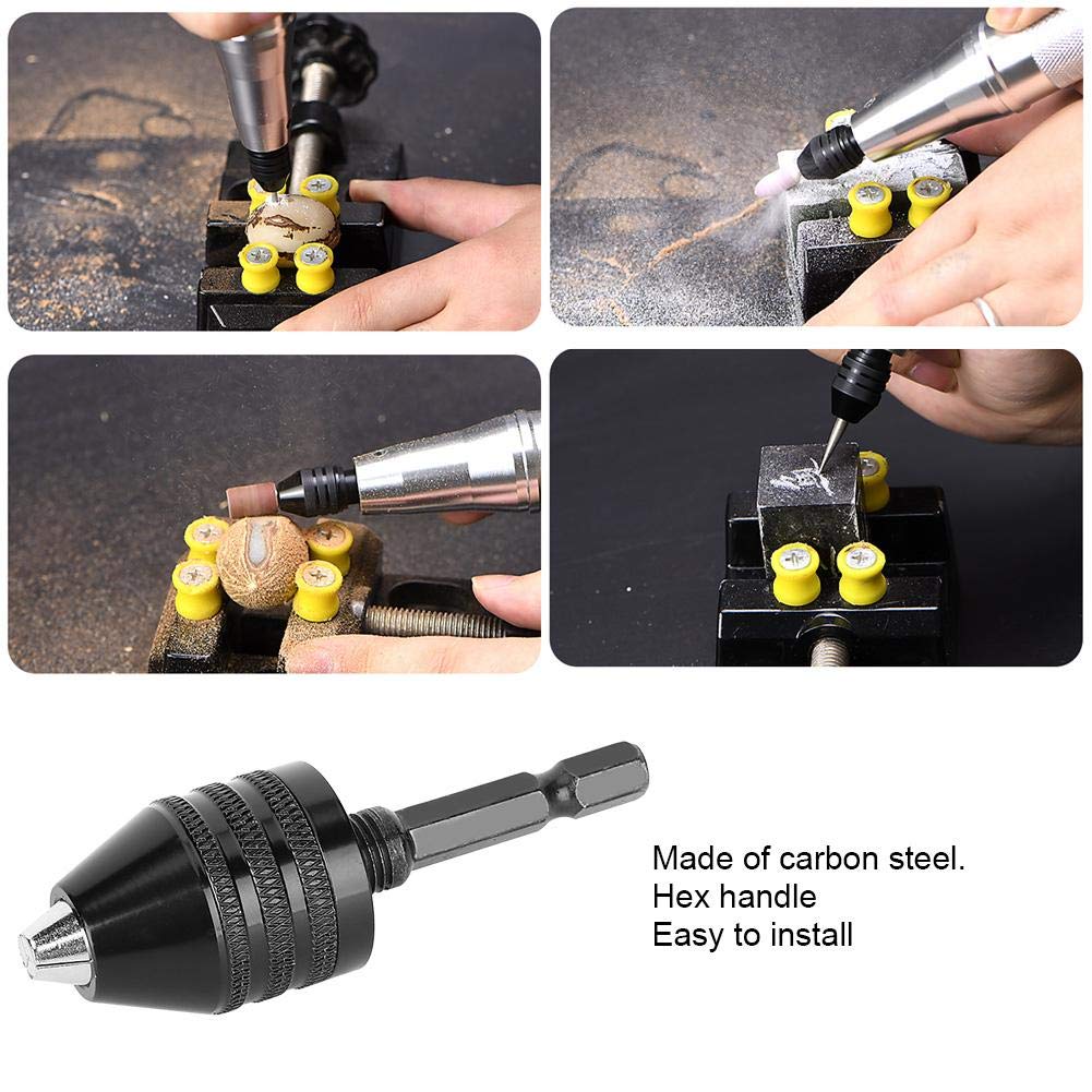Mini Drill Chuck 0.3-3.2mm M8 x 0.75 Precision Grinder Drill Chuck Rod Set for 3-Jaw Mini Drill Bits Small Tool Holder High-Speed Grinding Drilling Applications Black - Image 2