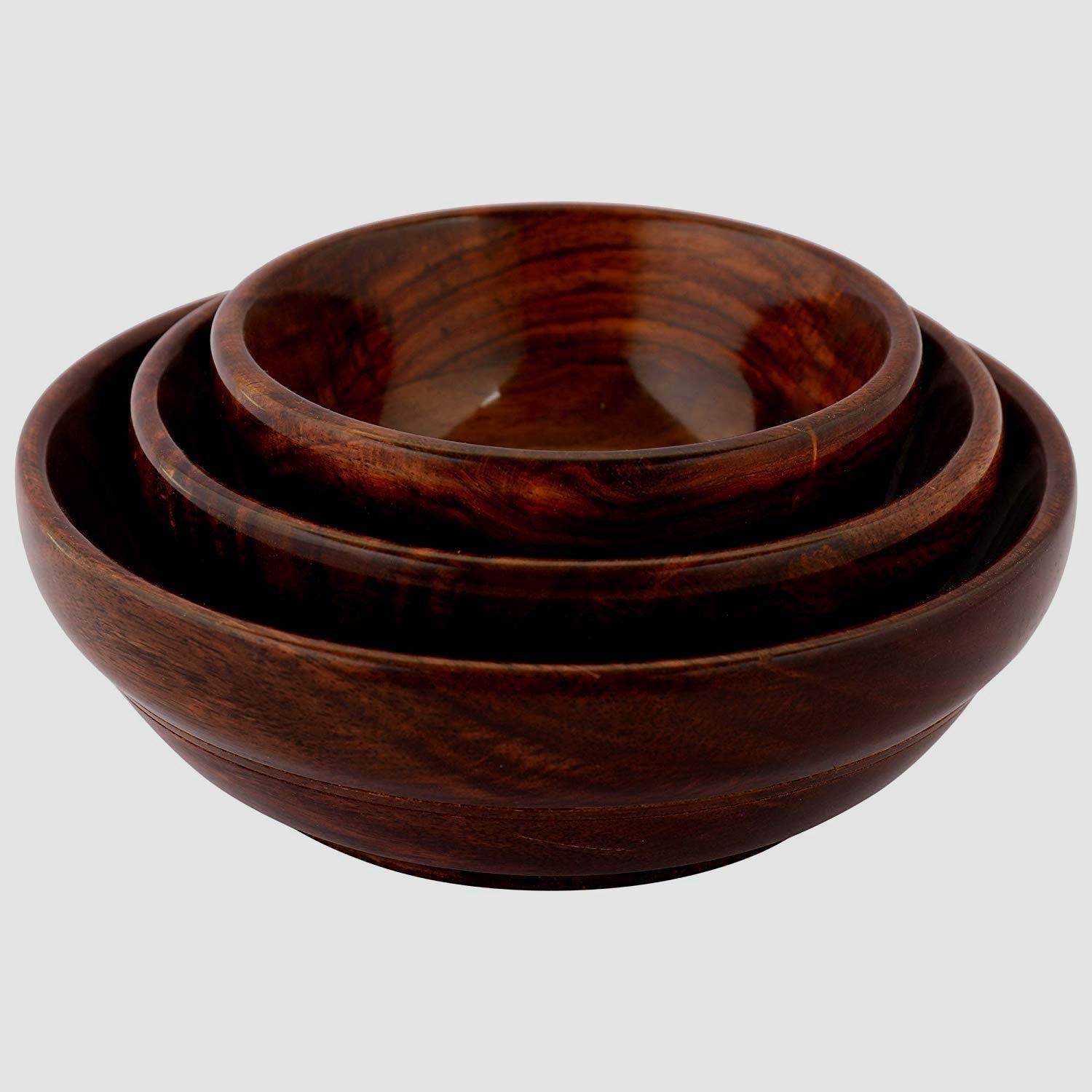 PLATINUM WOOD CRAFT Wooden Serving Four Bowl with one Wooden Plates and 1 Spoons/Wooden, Serving Bowl, 1 Small Spoon & 1 Wood Thali Set for Dinner and Tealight Gifts Item (3 Bowl) (B0CZ97QJR9) Amazon Price History, Amazon Price Tracker