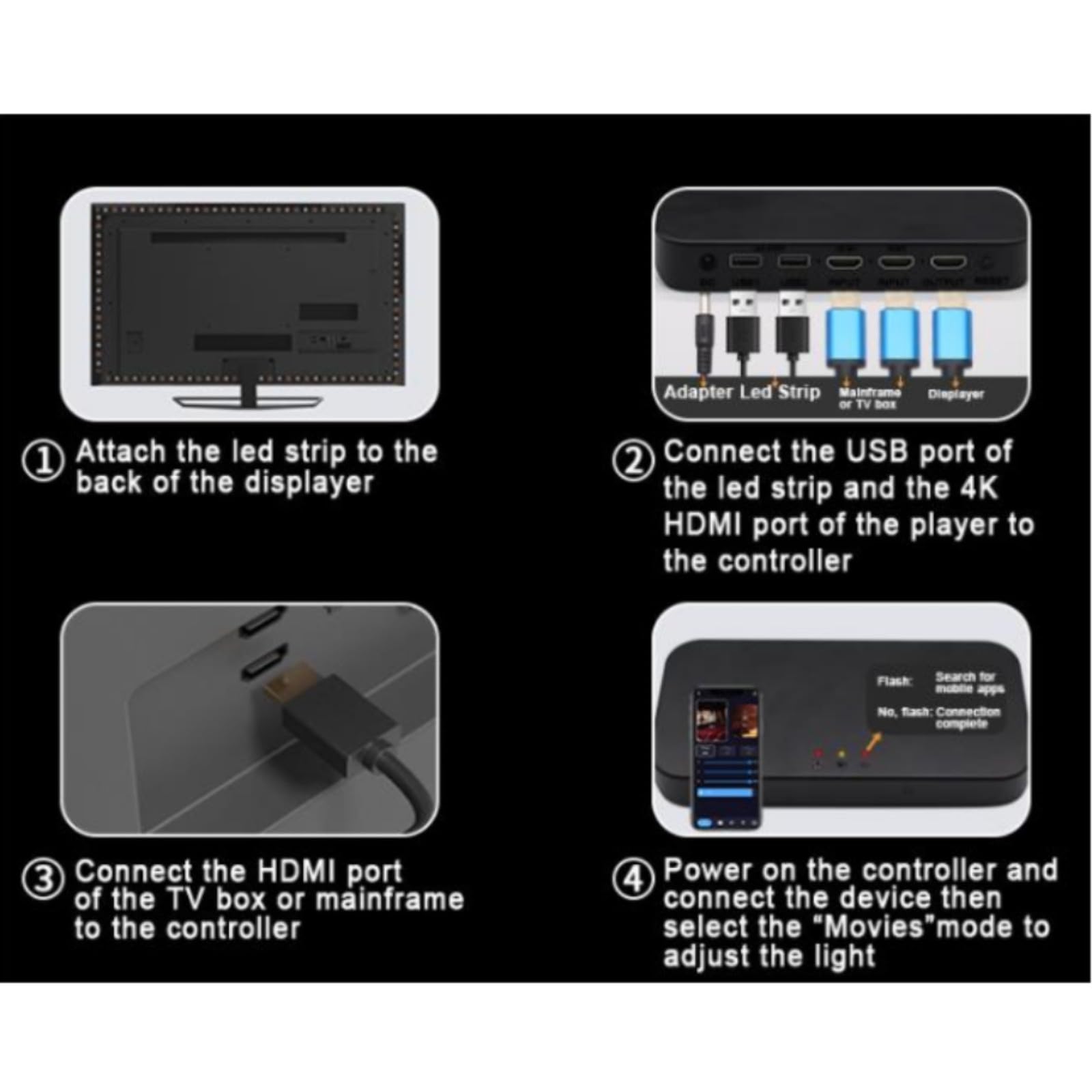 Luci LED per TV Luci LED per, sincronizzazione Musicale RGB, luci LED Che cambiano Colore con Controllo Tramite App Intelligente, Strisce Luminose LED per l'illuminazione della Cam