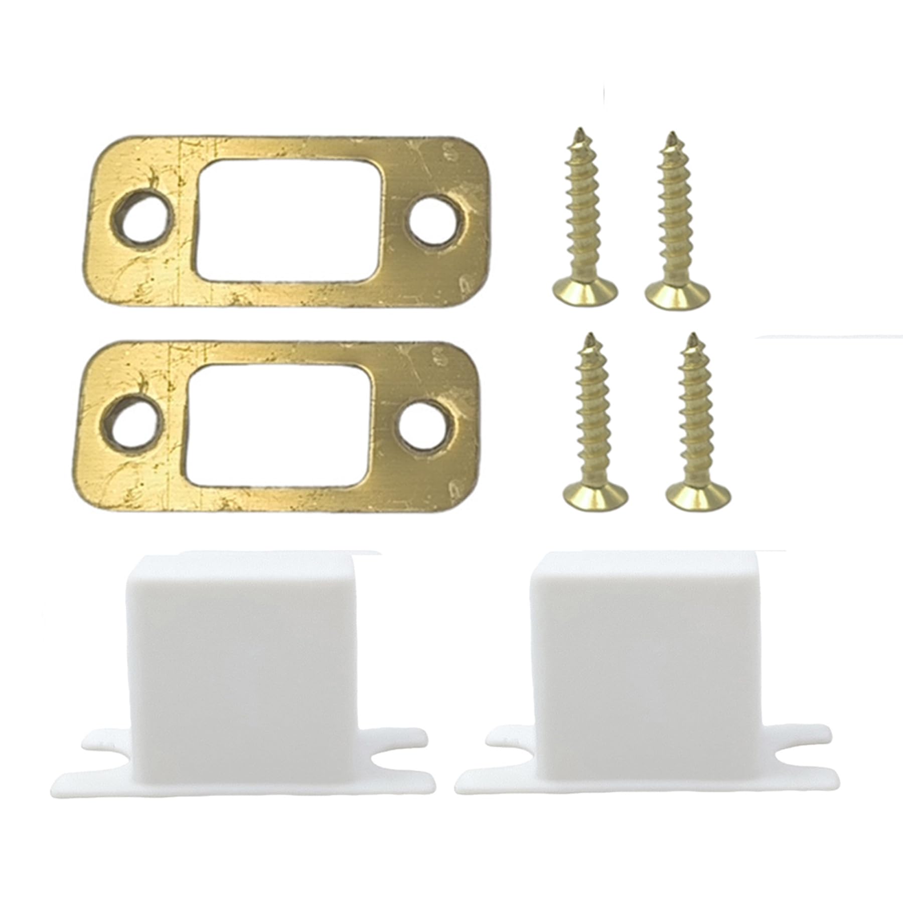 2PCS Round Corner Deadbolt Strike Plate, Door Backplate Deadbolt Strike Plate 1" X 2 1/4“,Gold