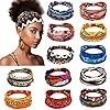 Censen 12 Pcs African Headbands for Women – Chiffon Knotted Assorted Bandeau Headbands Wide Yoga Elastic Hair Wraps – Hair Accessories for Girls Lady Running (Vivid)