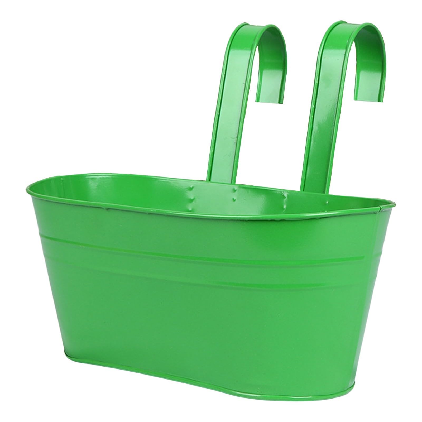 Hanging Plant Pot, 28cm Large Fence Hanging Planter with Detachable Hooks, Metal Hangings Flower Pots, Hangings Plant Pots Outdoor for Fence, Garden, Home Decor (Green)