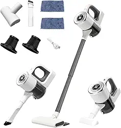 Aspirador de pó portátil sem fio portátil, aspirador sem fio com display LED para carpete, tábua de madeira, azulejo, pêlos de animais, sofá, forte capacidade de sucção de 18KPA