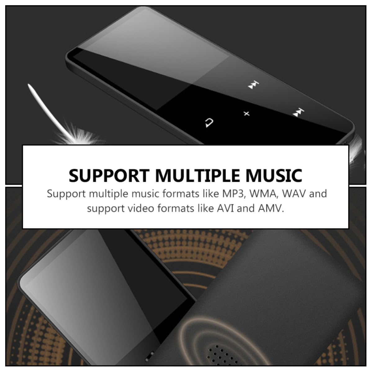 Reproductor de Música sin Pérdida 16 GB Reproductor de Mp3 Control Táctil, Conexión Inalámbrica Pantalla de 1,8 Pulgadas, Abs, Negro, Portátil