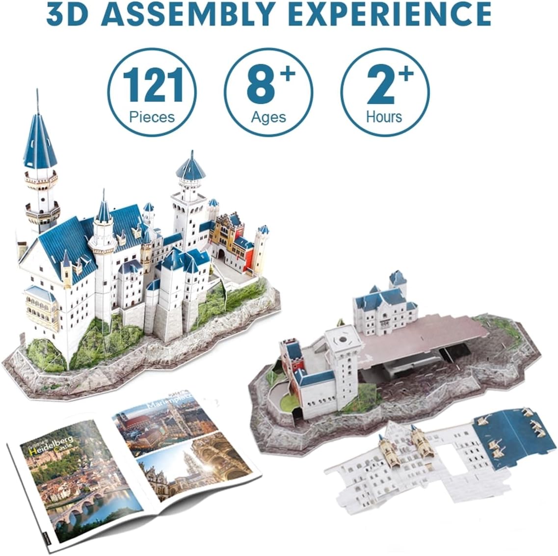 CubicFun 660990 National Geographic 3D Puzzle, Neuschwanstein Castle, 3D Model Craft Set with 121 Pieces, Model Kit for Children from 8 Years
