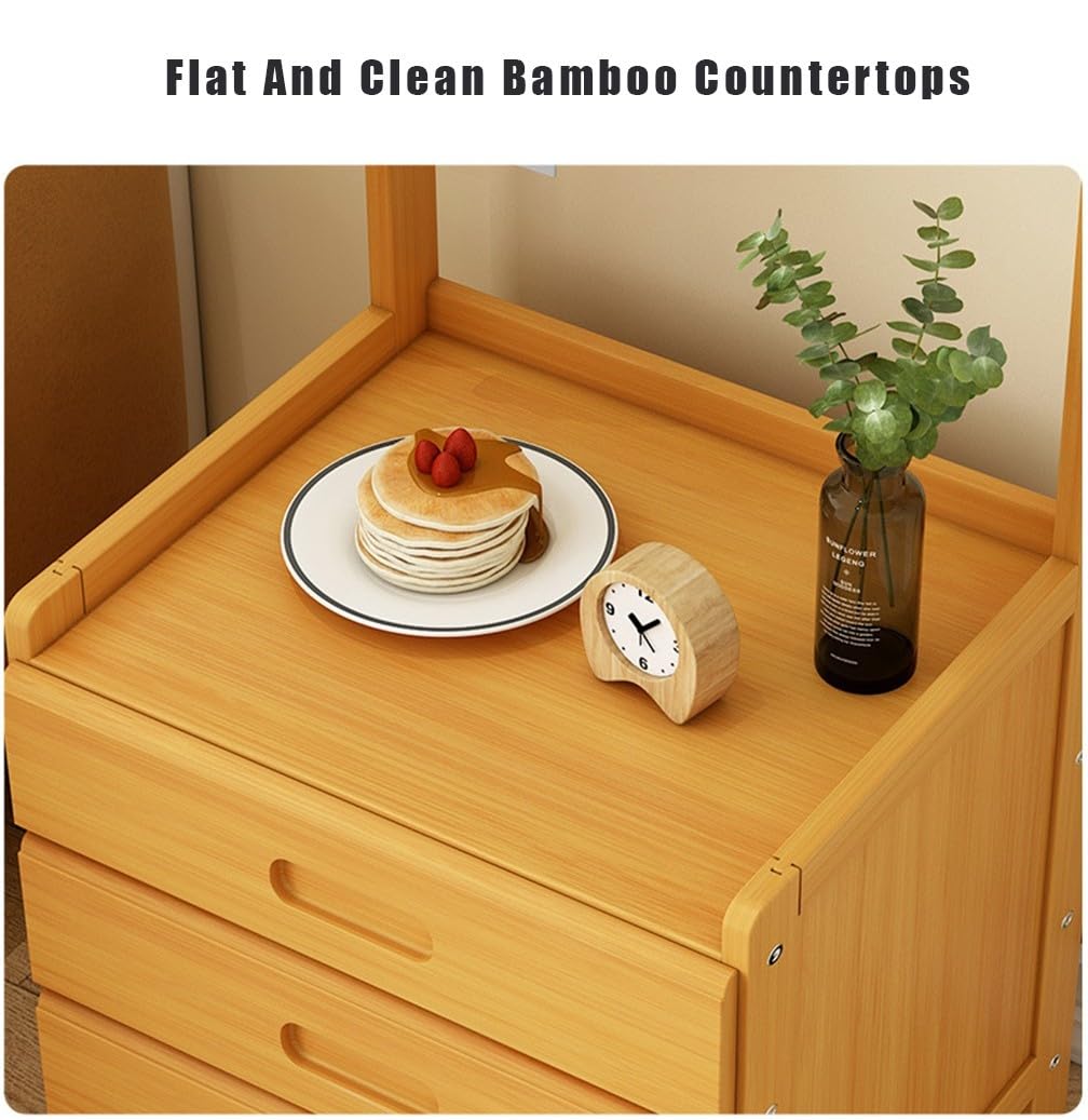 Appendiabiti in bambù con Comodino 2 in 1 Supporto Multifunzionale con cassetti, Ripiani, Porta Pantaloni e Ganci Ideale per l'organizzazione della Camera da Letto