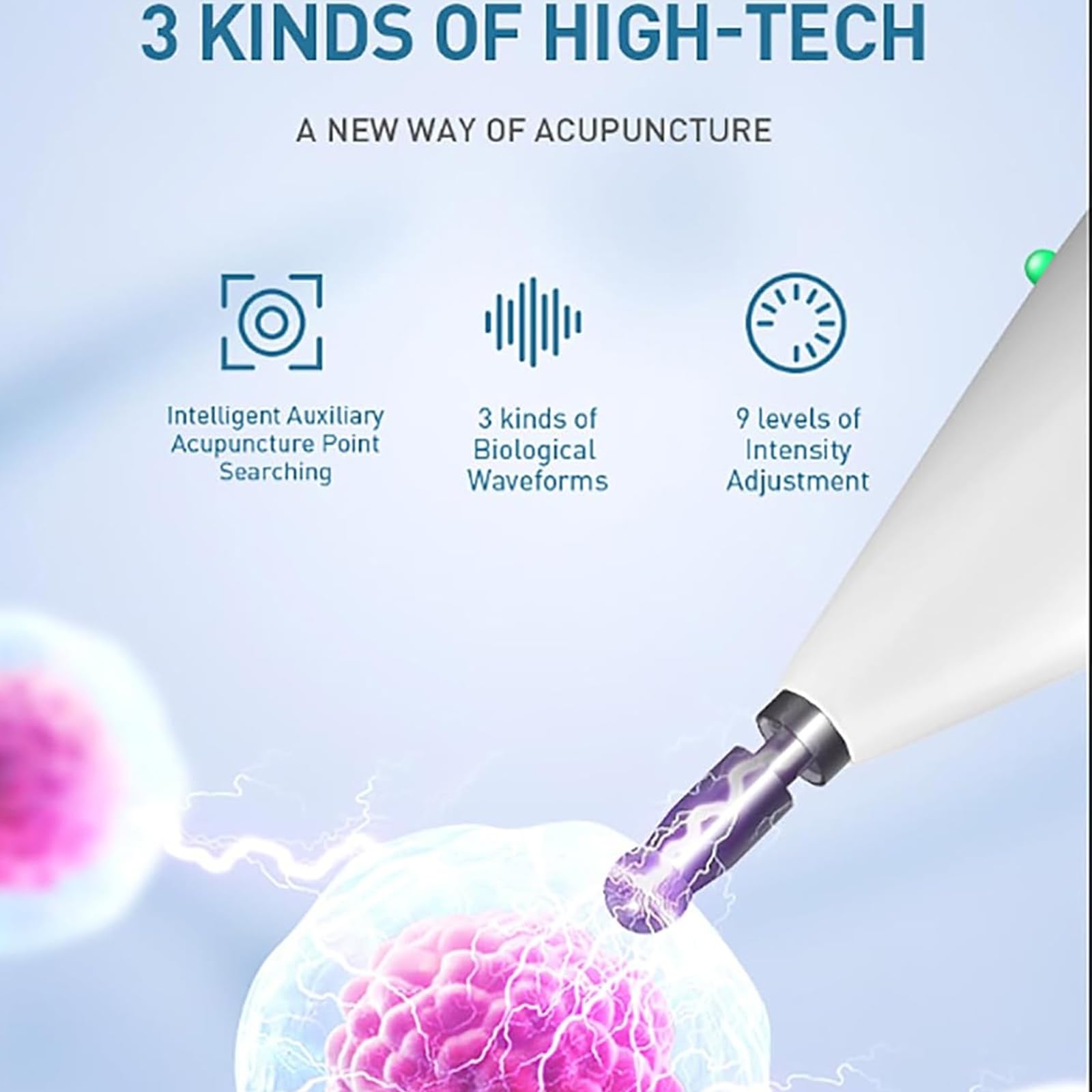 Máquina De Acupuntura Electrónica, Pluma De Energía Meridiana Inalámbrica, 3 Opciones De Modo De Pulso, 9 Niveles Intensidad Ajustable, Sensibilidad Ajustable, para Los Músculos Relajantes
